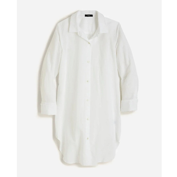 J Crew Classic Fit Linen Cotton Long Sleeve Button Up Beach Shirt US Women's XS - Picture 1 of 6